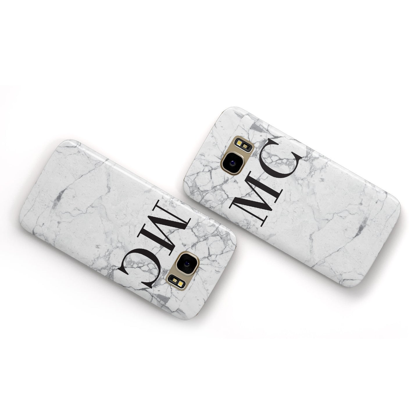 Personalised Marble Initials Samsung Galaxy Case Flat Overview
