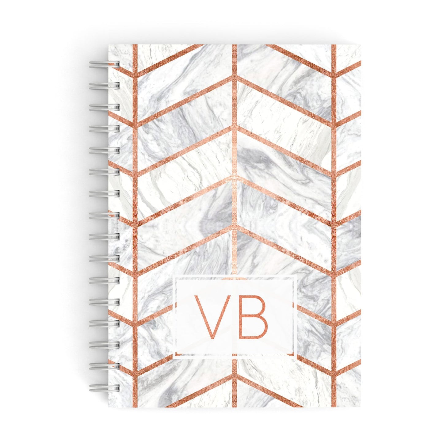 Personalised Marble Initials Shapes A5 Hardcover Notebook