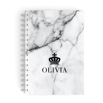 Personalised Marble Name Crown A5 Hardcover Notebook
