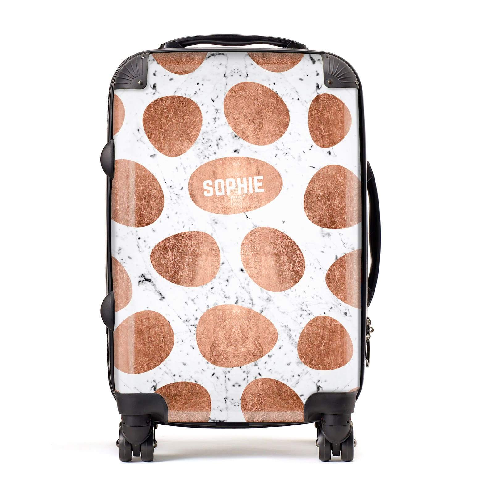 Personalised Marble Name Initials Rose Gold Dots Suitcase