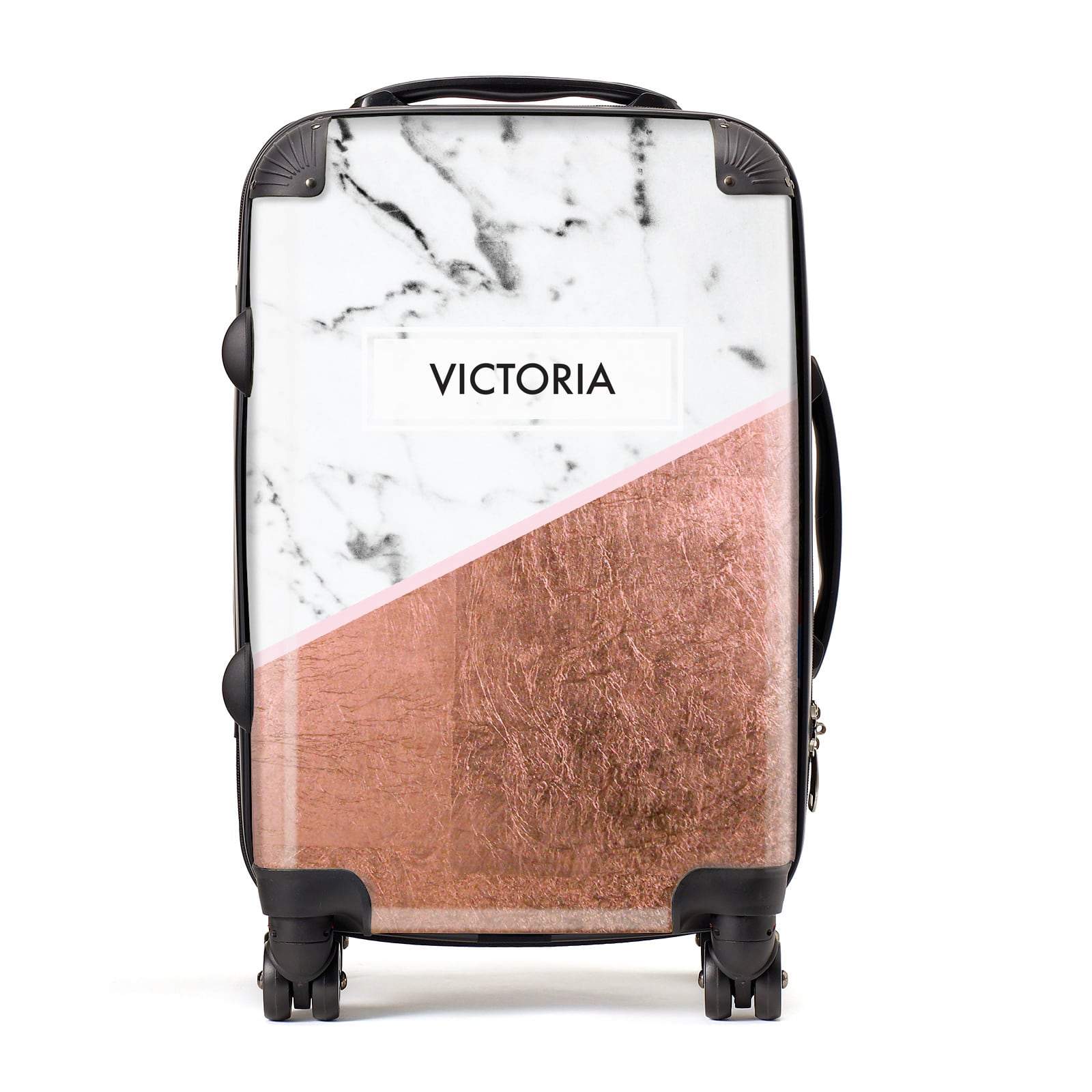Personalised Marble Rose Gold Name Initials Suitcase