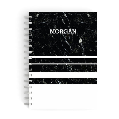 Personalised Marble Stripes Name Initials A5 Hardcover Notebook