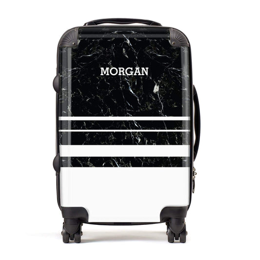 Personalised Marble Stripes Name Initials Suitcase