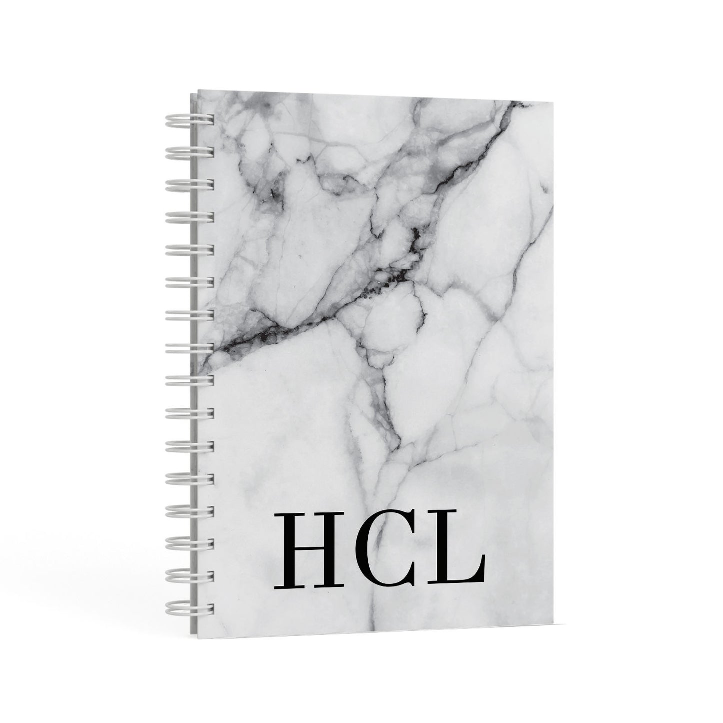 Personalised Medium Marble Initials A5 Hardcover Notebook Second Side View