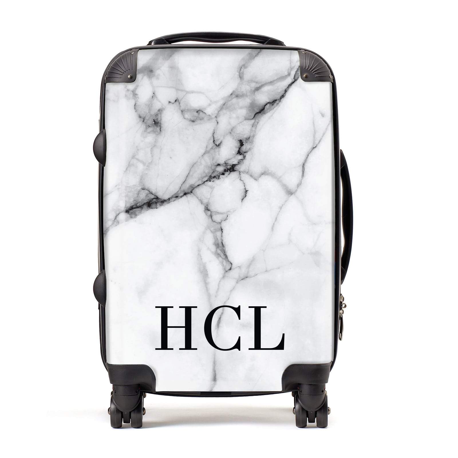 Personalised Medium Marble Initials Suitcase