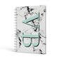 Personalised Mint Big Initials Marble A5 Hardcover Notebook Side View