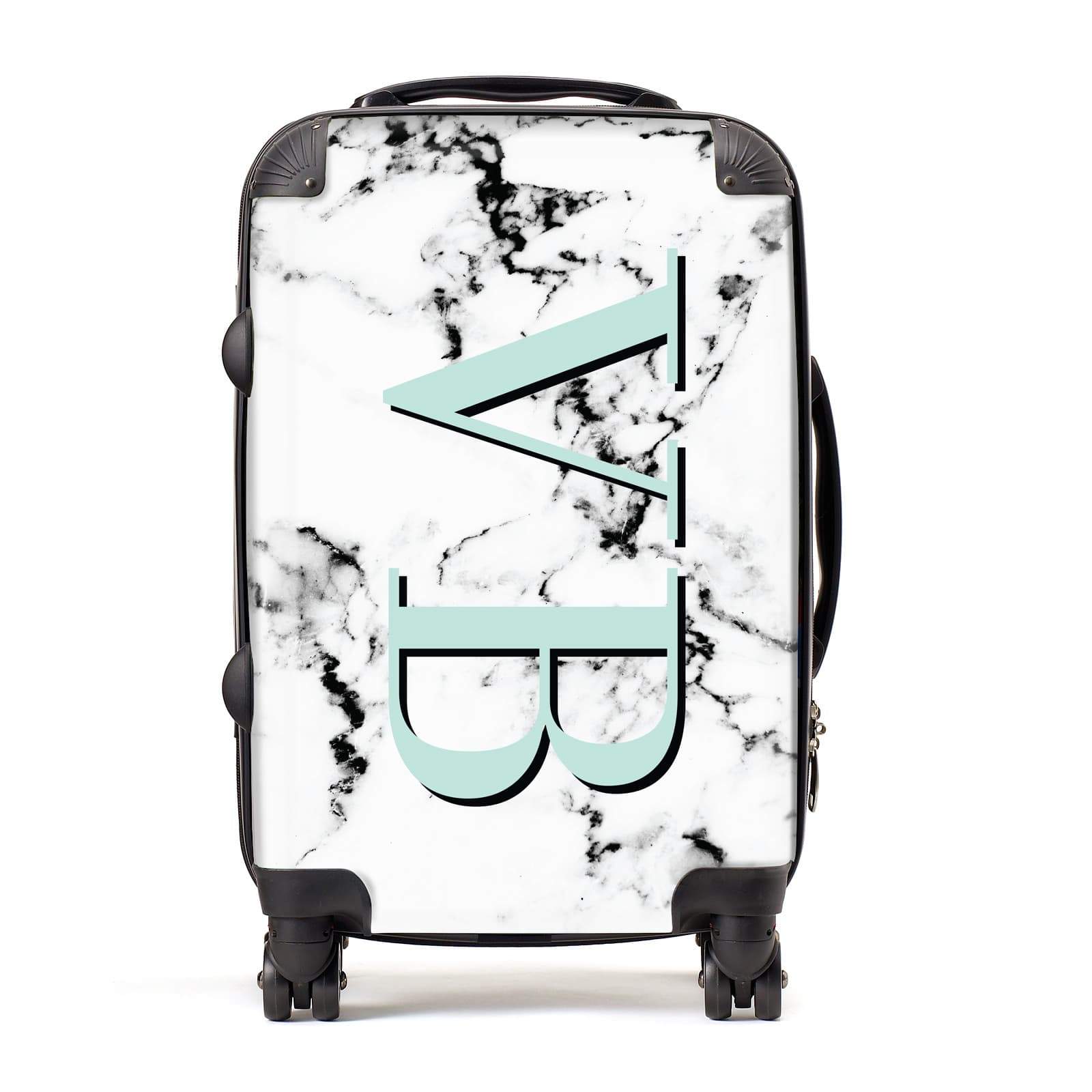 Personalised Mint Big Initials Marble Suitcase