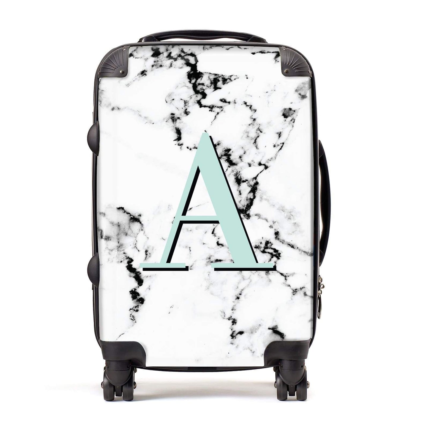 Personalised Mint Single Initial Marble Suitcase