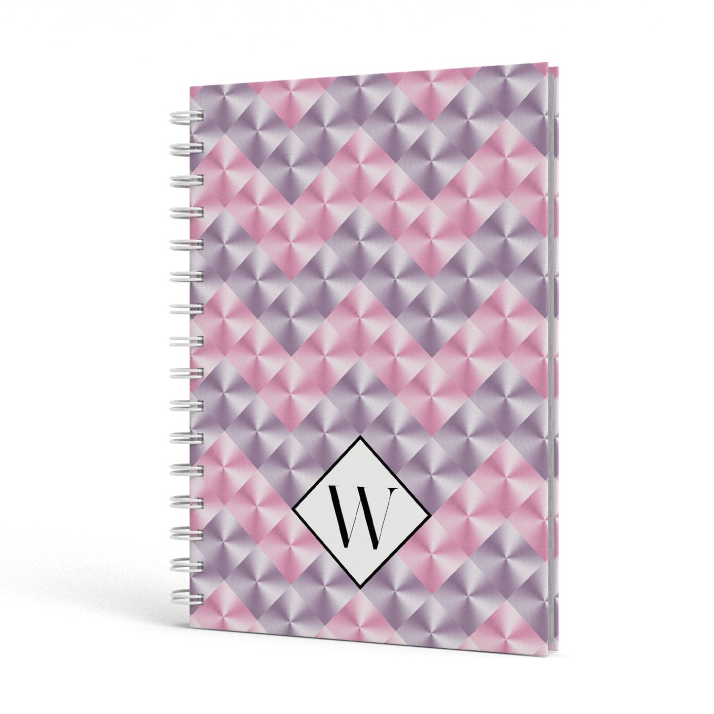 Personalised Mother Of Pearl Monogram Letter A5 Hardcover Notebook Side View