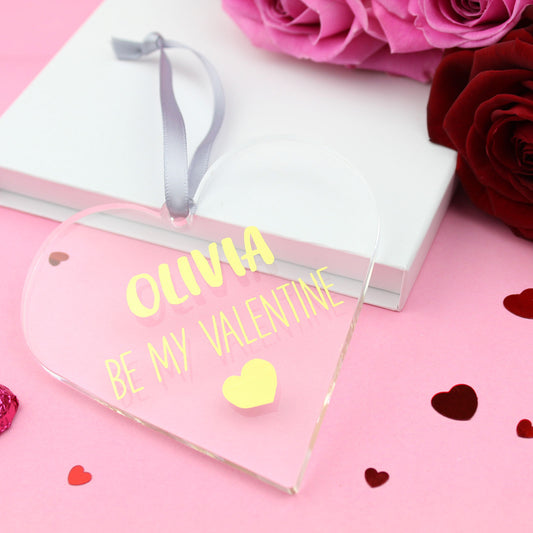 Personalised Name Be My Valentine Foiled Heart