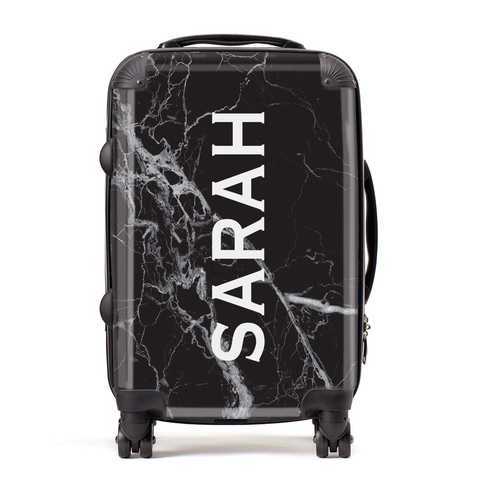 Personalised Name Black Marble Custom Suitcase