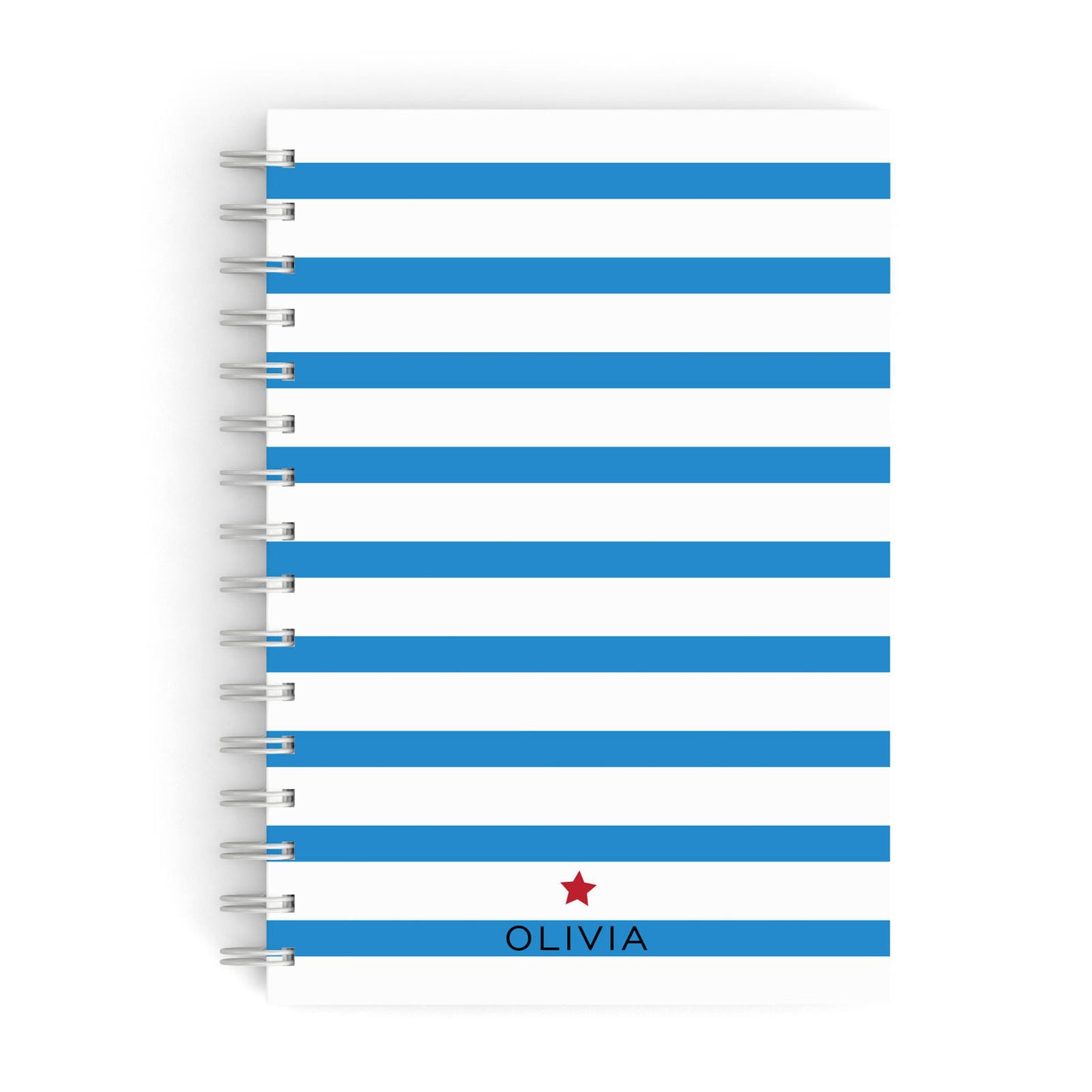Personalised Name Blue White A5 Hardcover Notebook
