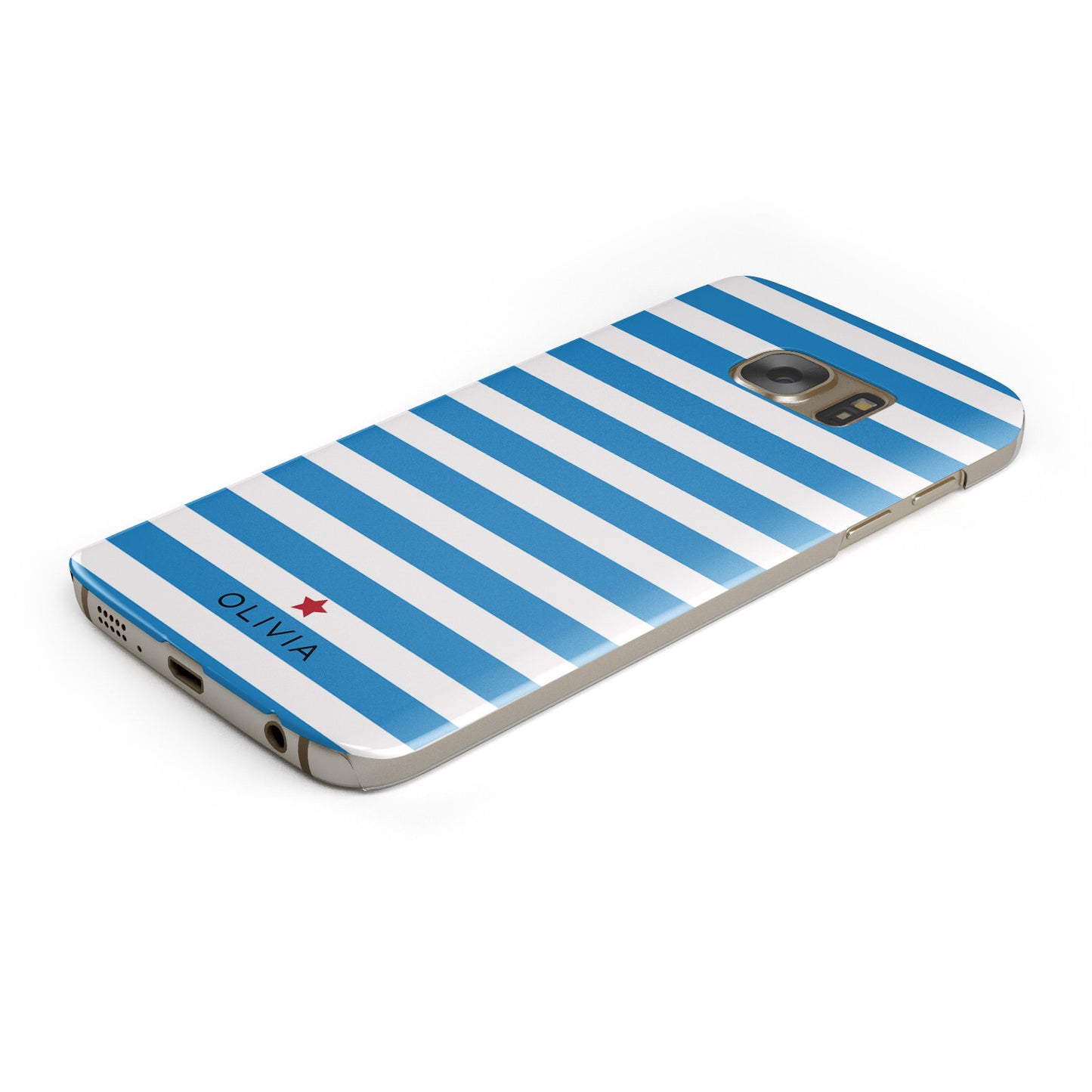 Personalised Name Blue White Samsung Galaxy Case Bottom Cutout