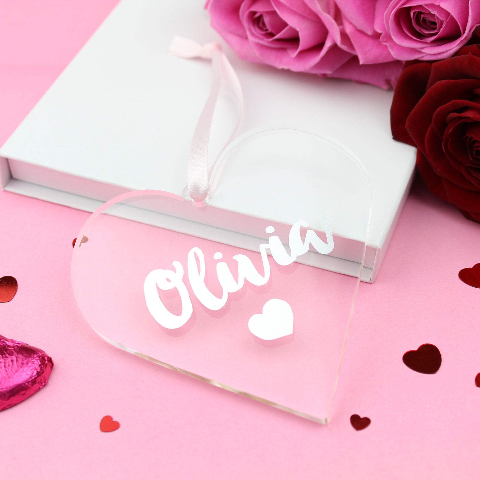 Personalised Name Foiled Acrylic Love Heart