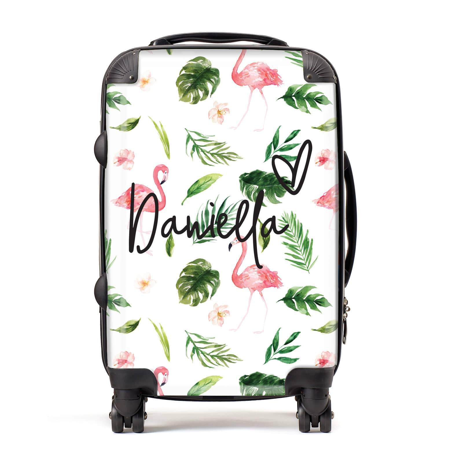 Personalised Name Tropical Flamingo Suitcase