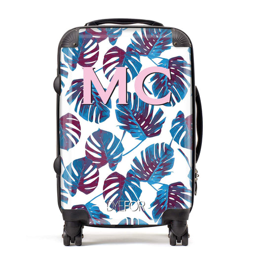 Personalised Palm Leaf Pink Initials Suitcase