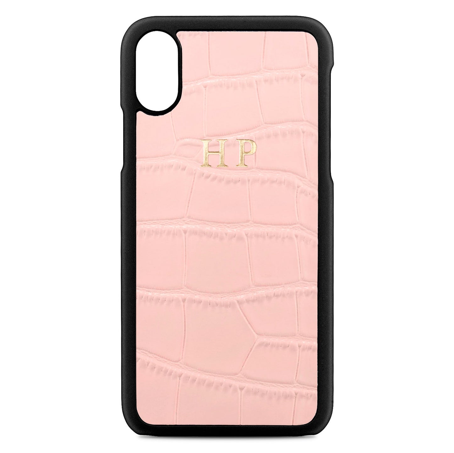 Personalised Pink Croc Leather iPhone X Case