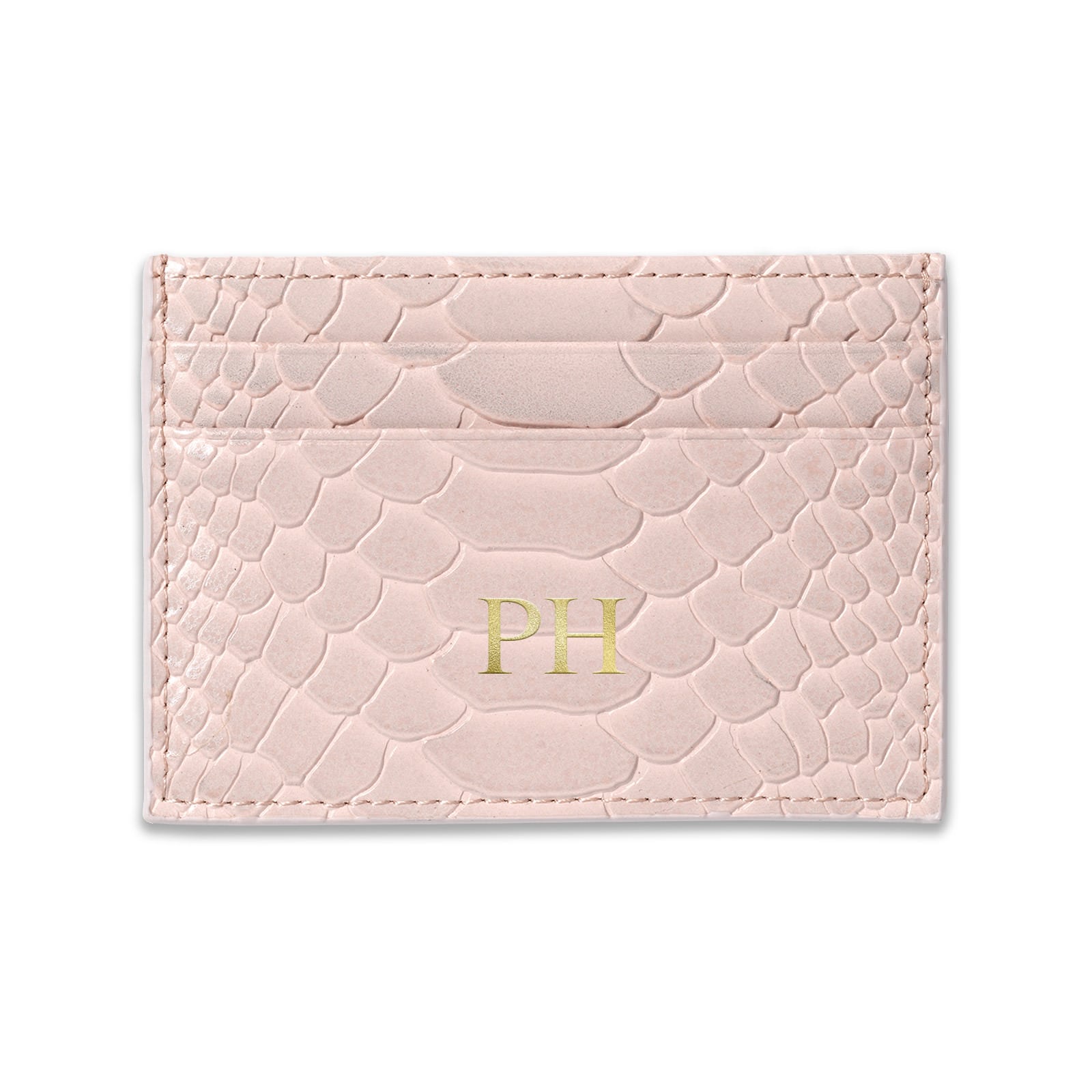 Personalised Pink Python Leather Card Holder