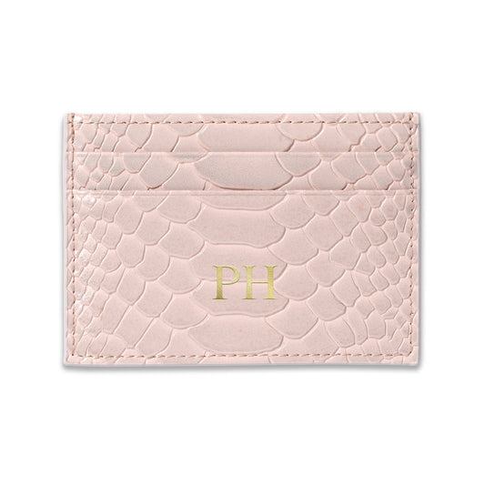 Personalised Pink Python Leather Card Holder