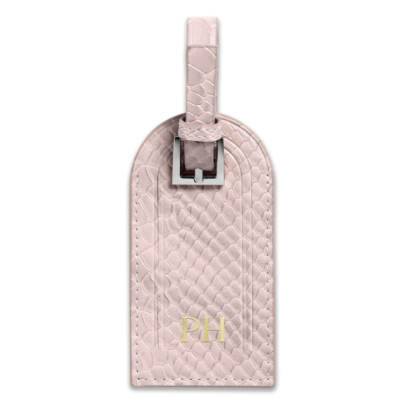 Personalised Pink Python Leather Luggage Tag