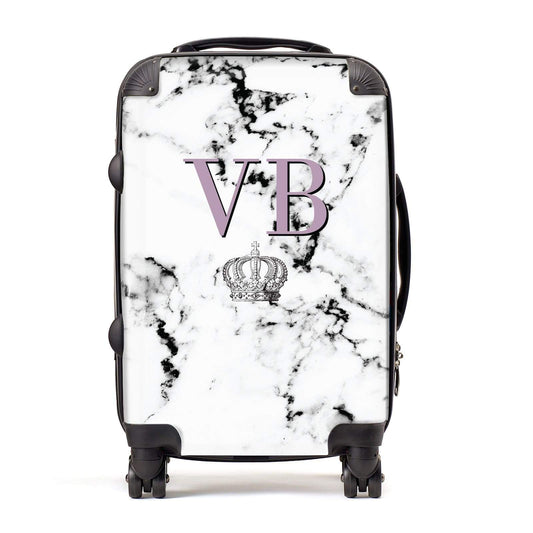 Personalised Princess Crown Initials Marble Suitcase
