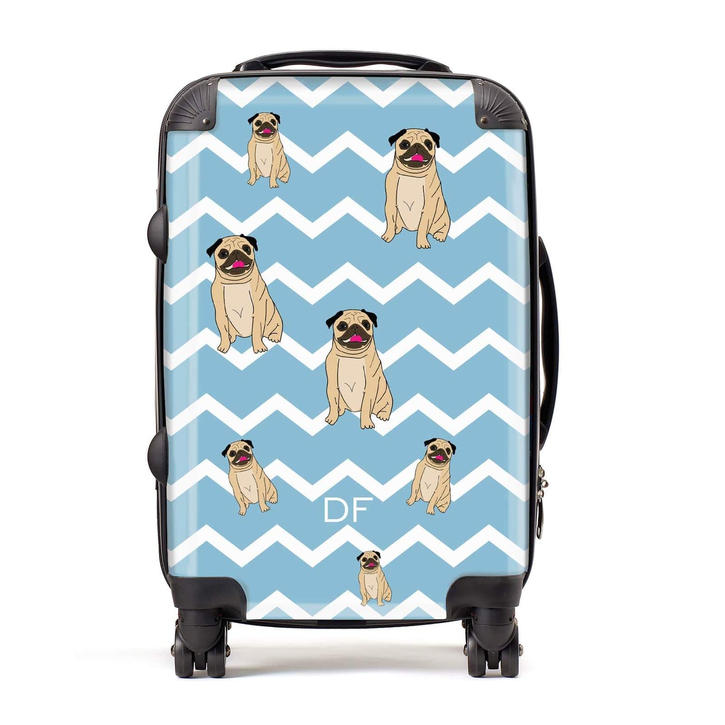 Personalised Pug Initials Suitcase