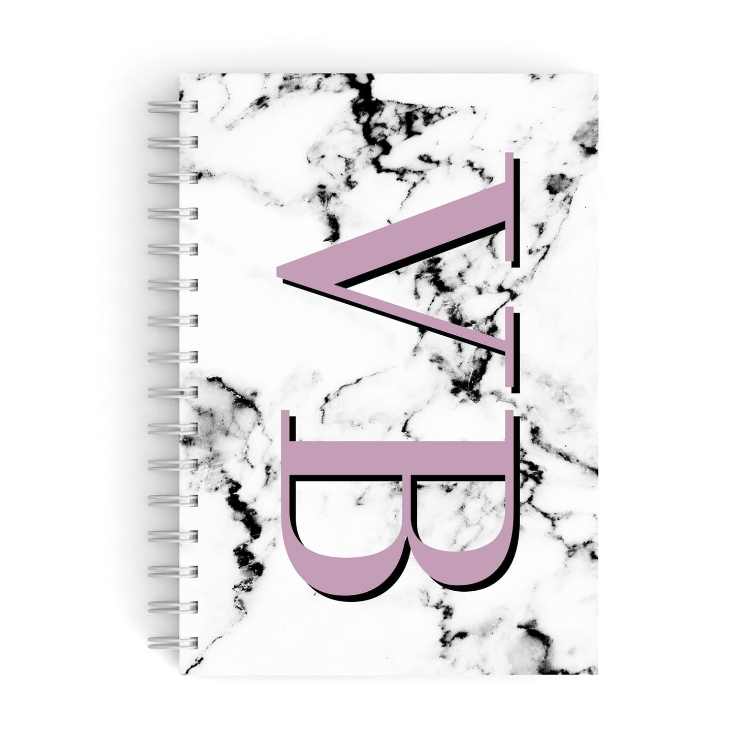 Personalised Purple Big Initials Marble A5 Hardcover Notebook