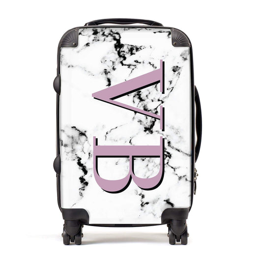 Personalised Purple Big Initials Marble Suitcase