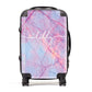 Personalised Purple Marble & Name Suitcase