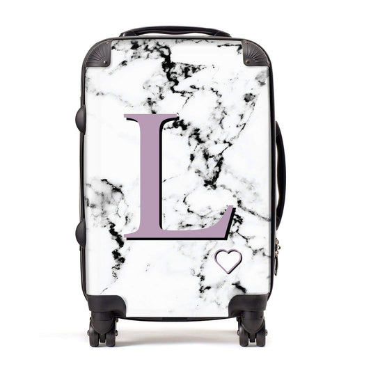 Personalised Purple Monogram Marble Heart Suitcase