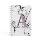 Personalised Purple Single Initial Marble A5 Hardcover Notebook Second Side View