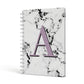 Personalised Purple Single Initial Marble A5 Hardcover Notebook Side View