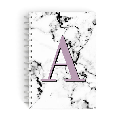 Personalised Purple Single Initial Marble A5 Hardcover Notebook
