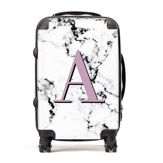 Personalised Purple Single Initial Marble Suitcase