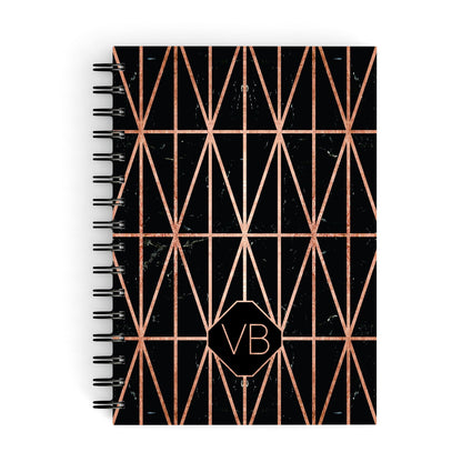Personalised Rose Gold & Triangle Marble A5 Hardcover Notebook