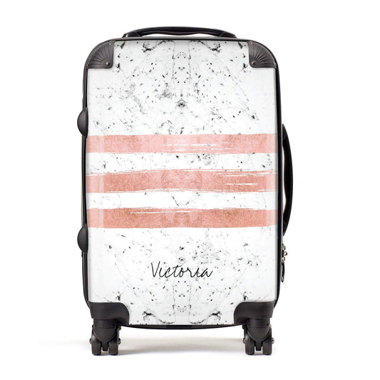 Personalised Rose Gold Brush Marble Initial Suitcase