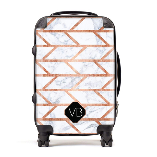 Personalised Rose Gold Faux Marble Initials Suitcase
