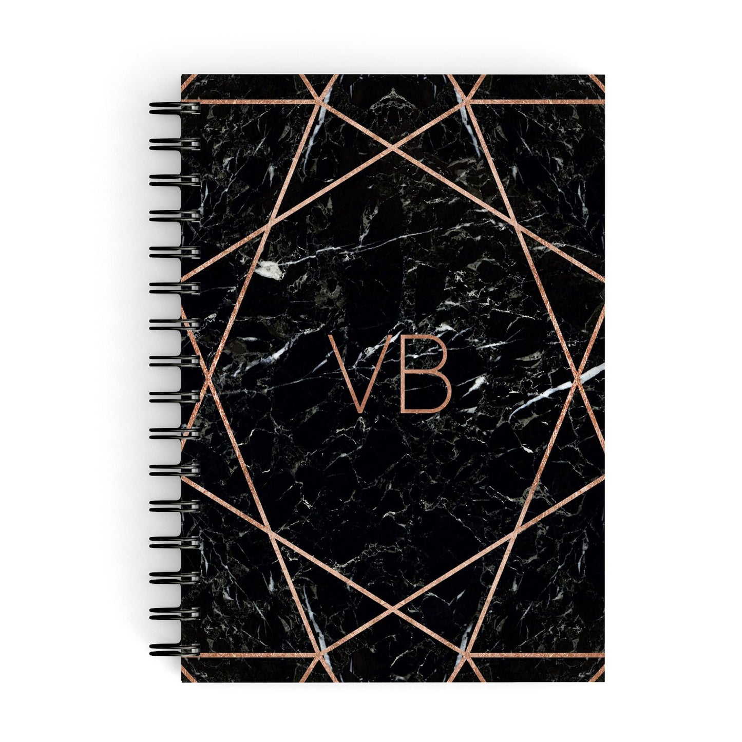 Personalised Rose Gold Geometric Initials A5 Hardcover Notebook
