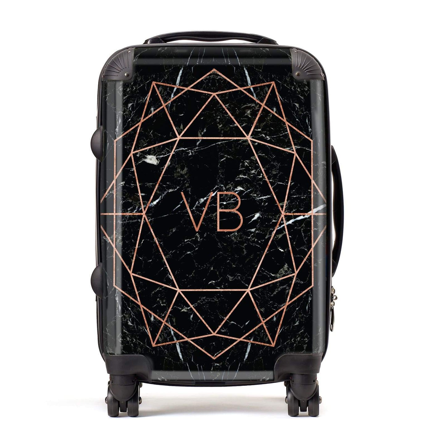 Personalised Rose Gold Geometric Initials Suitcase