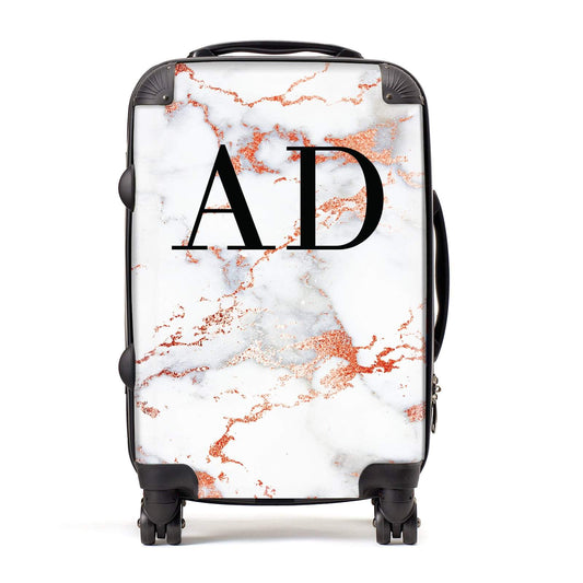 Personalised Rose Gold Marble Initials Suitcase