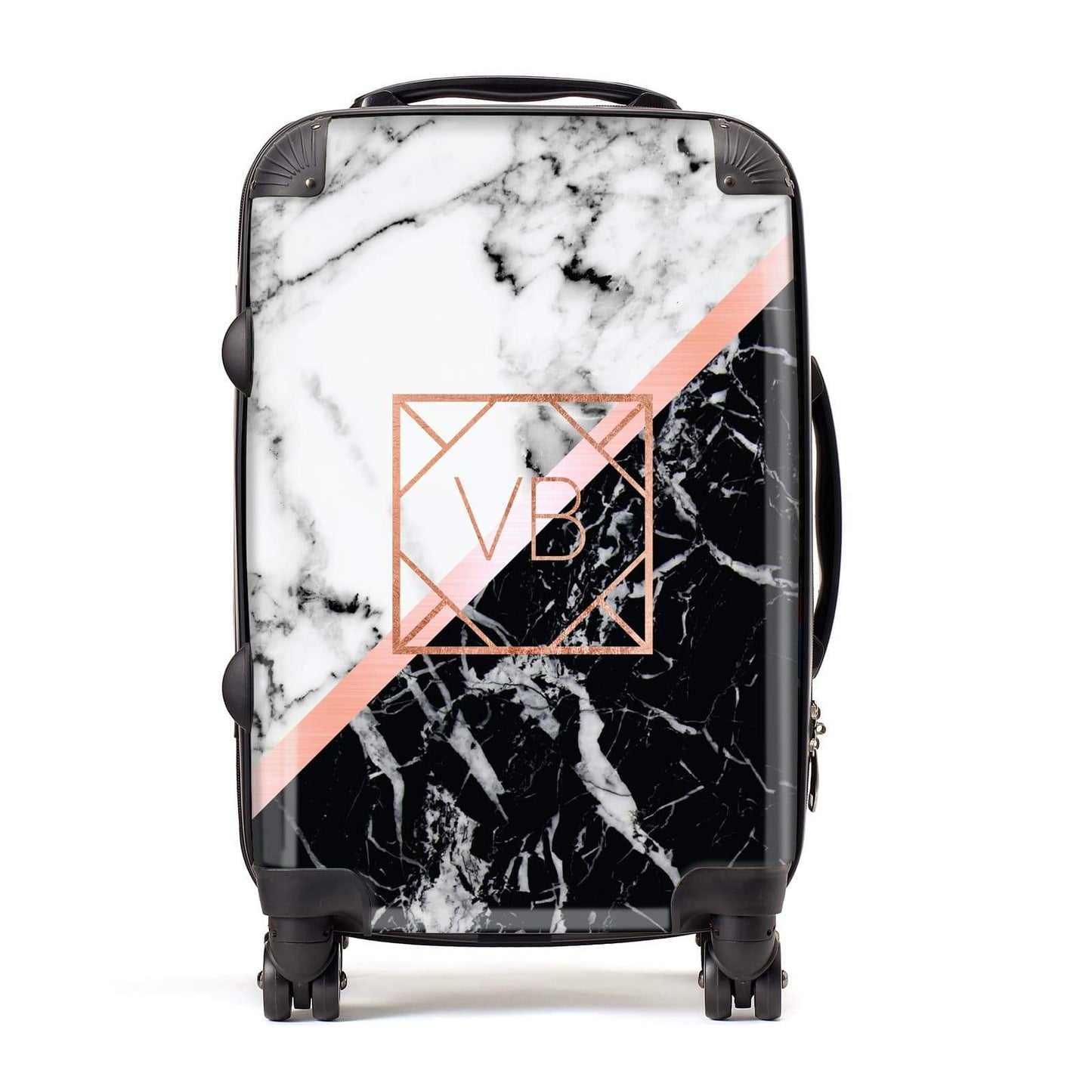 Personalised Rose Gold With Marble Initials Suitcase