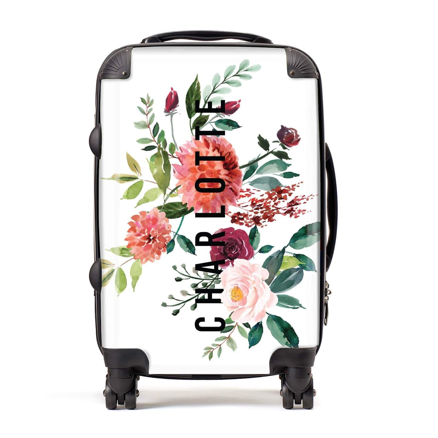 Personalised Side Name & Floral Suitcase