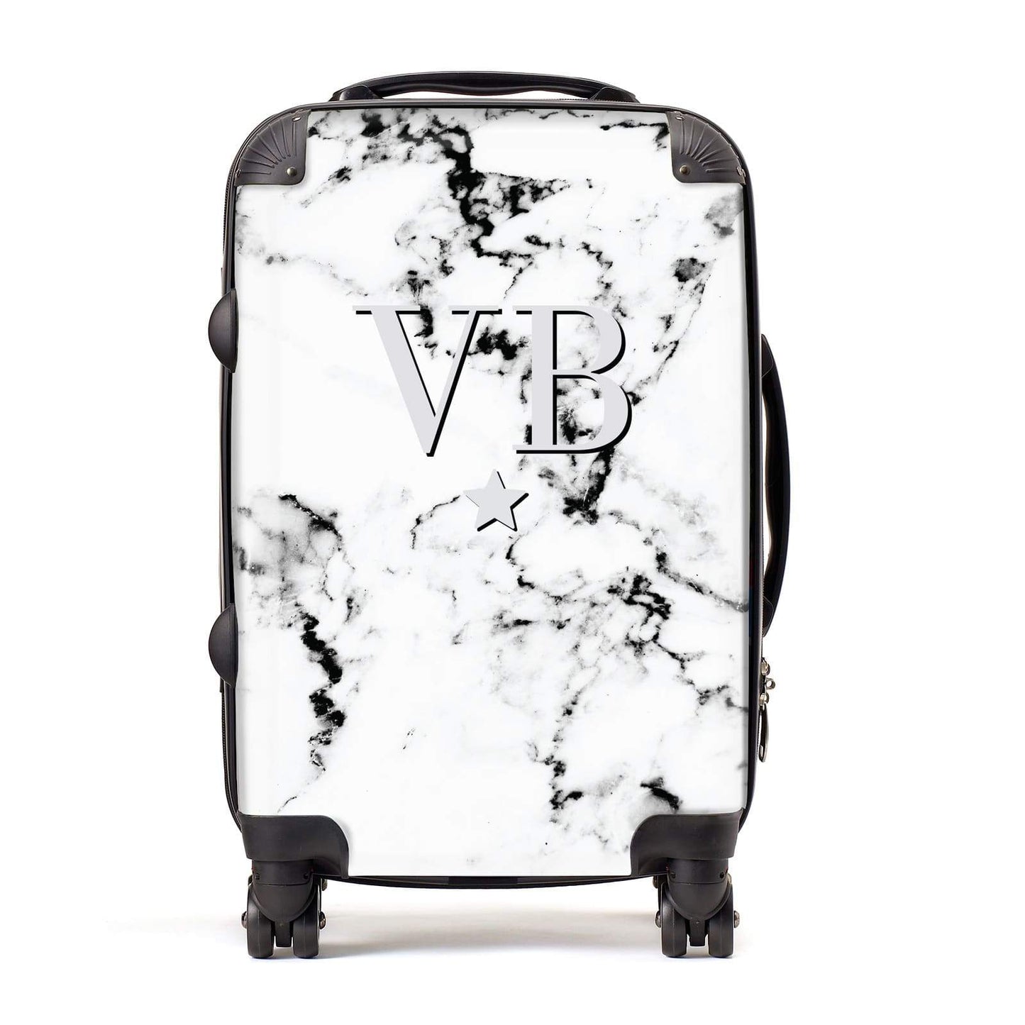 Personalised Star Marble Initialed Grey Suitcase