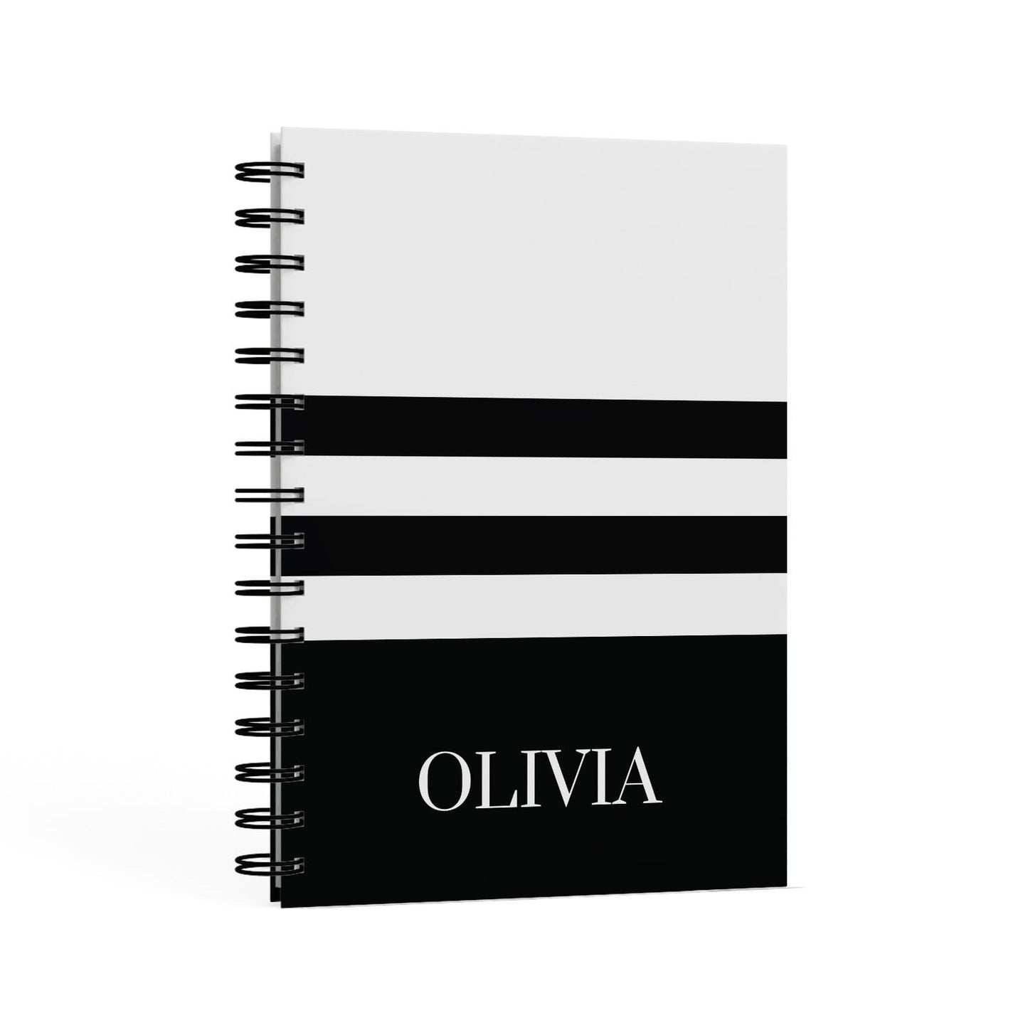 Personalised Striped Name A5 Hardcover Notebook Second Side View