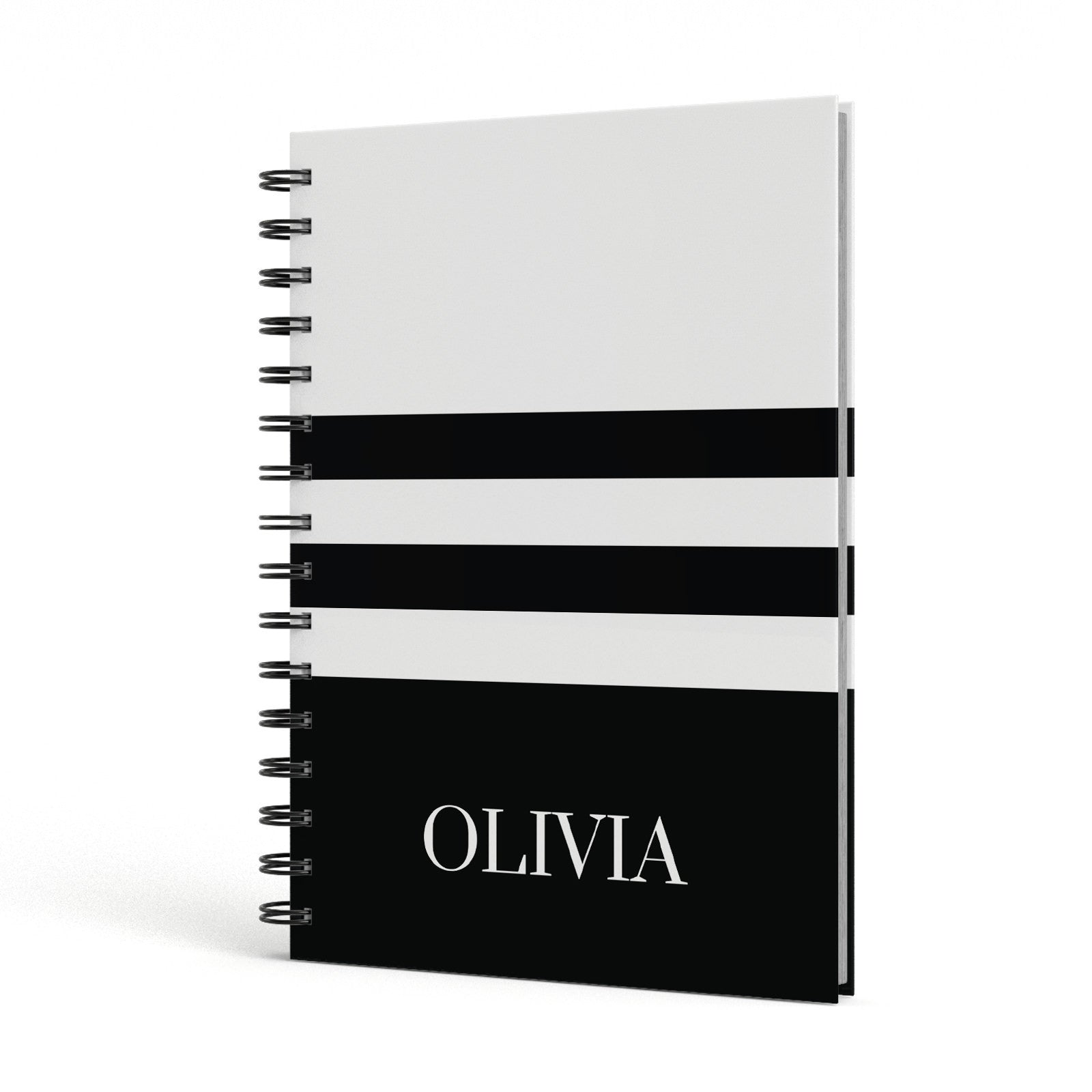 Personalised Striped Name A5 Hardcover Notebook Side View