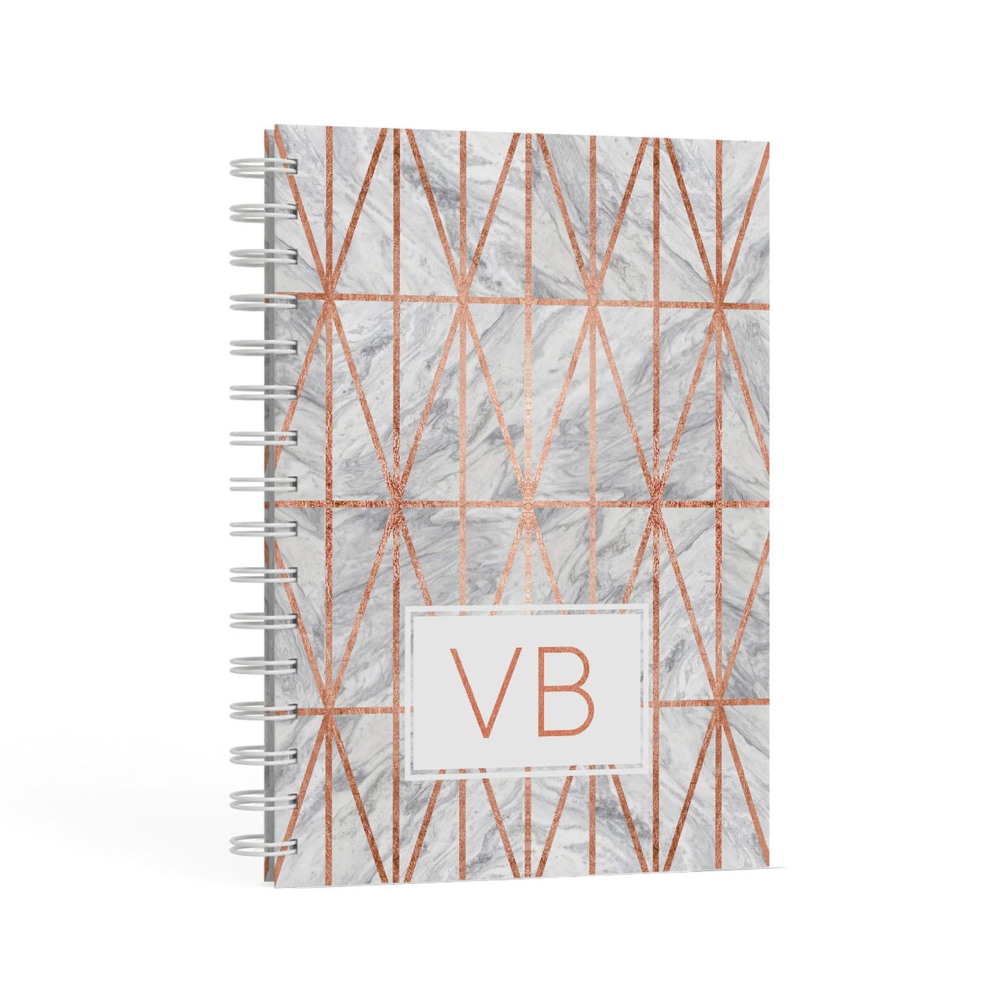 Personalised Triangular Marble Initials A5 Hardcover Notebook Second Side View