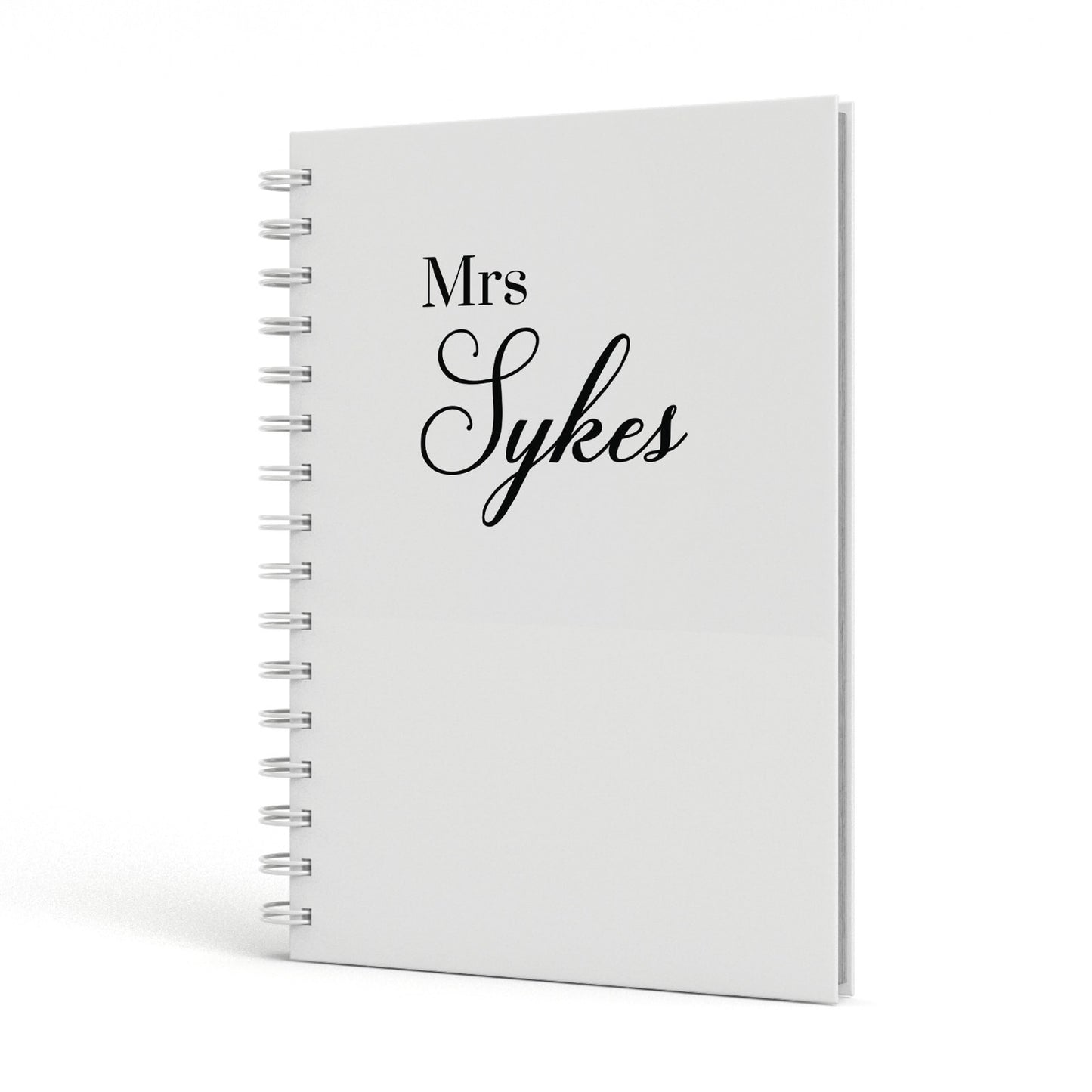 Personalised Wedding Name Mrs A5 Hardcover Notebook Side View