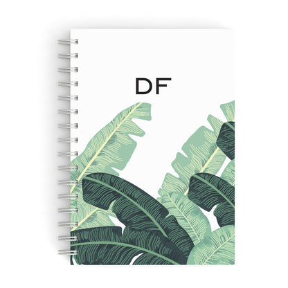 Personalised White Banana Leaf A5 Hardcover Notebook