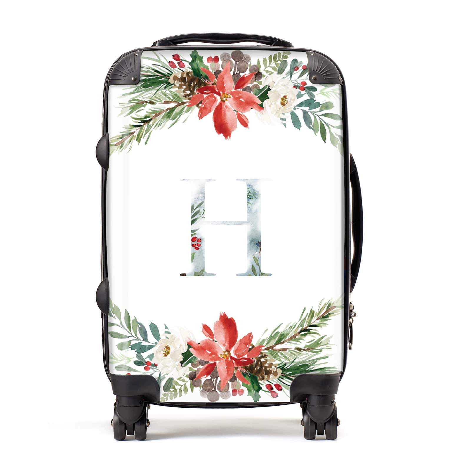Personalised Winter Monogram & Floral Suitcase