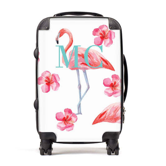 Pink Flowers & Flamingos Personalised Suitcase